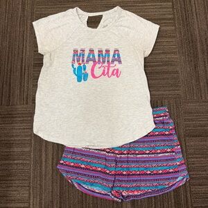 Cuddl Duds Gray and Pink Women’s Pajama Set Mama Cita Lightweight Pockets Shorts